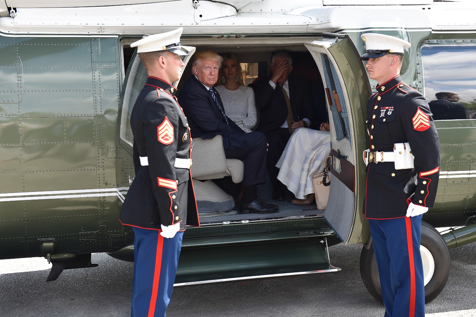 President Trump and Melania aboard Marine One before takeoff